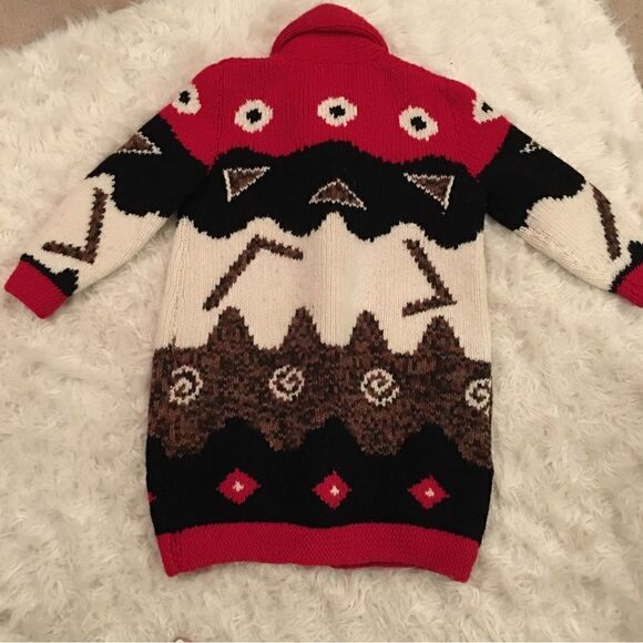 THICK, warm, button up long sweater coat overseas! Hand made with perfection - Picture 5 of 6